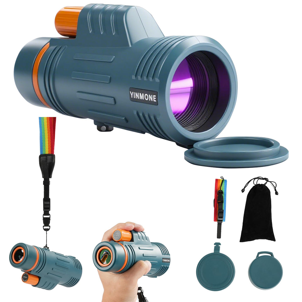 YINMONE monocular 10x42 front view highlights compact, portable design for travel.