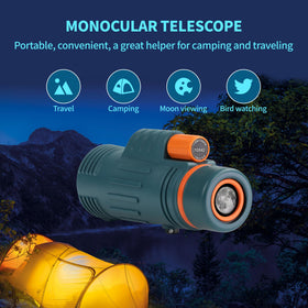 YINMONE monocular 10x42 in use during hiking shows compact, lightweight design.