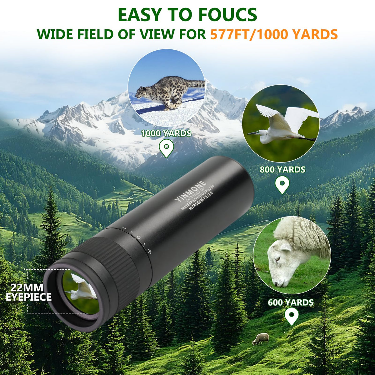 YINMONE eyepiece showing eye relief for comfortable prolonged viewing