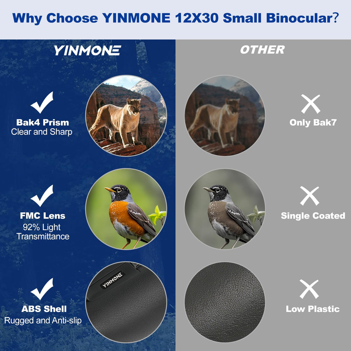 YINMONE view through lenses of bird showing sharp wildlife observation