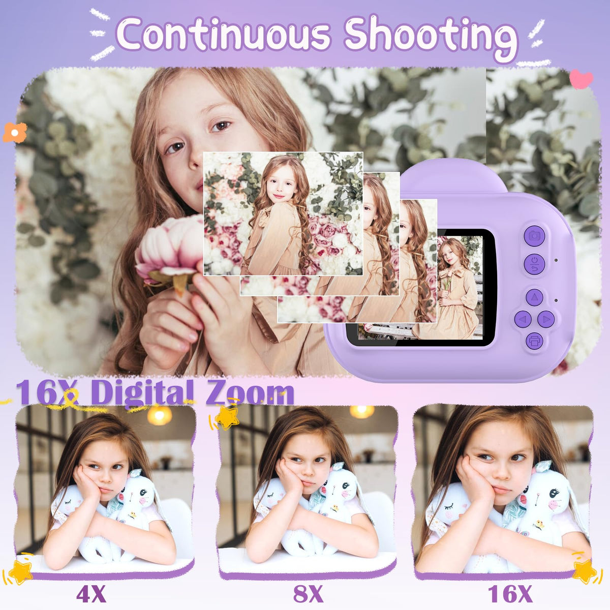 YINOCHE KC3 printed photos capture memories in seconds for on-the-go sharing.