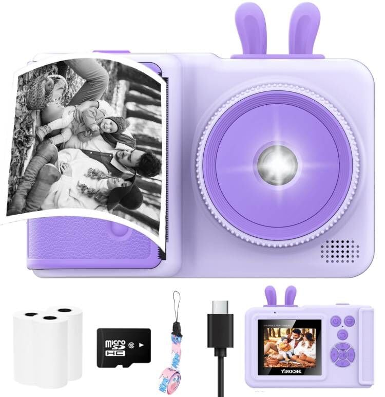 YINOCHE front view of purple KC5 camera showing design and lens benefit portability