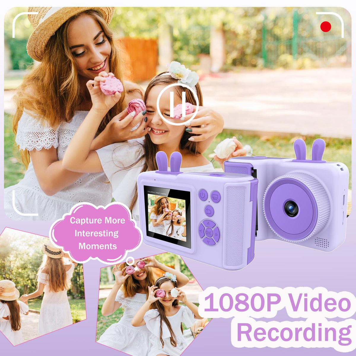 YINOCHE thermal printed photo exiting camera showing instant keepsake convenience