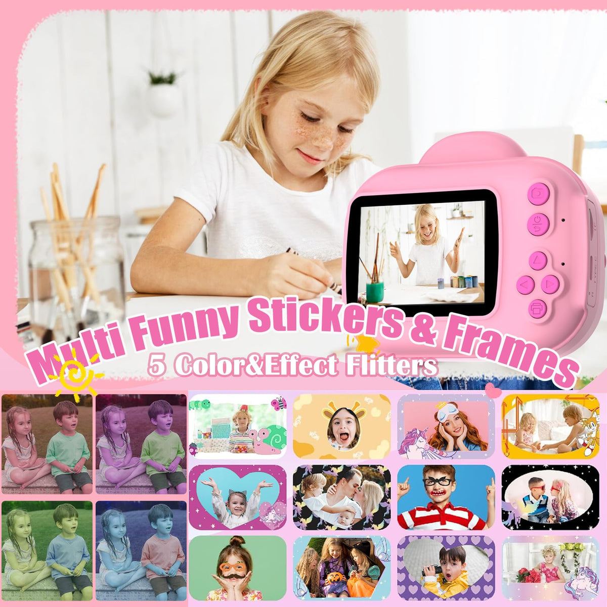 YINOCHE Kids Camera lanyard portable design for travel and play