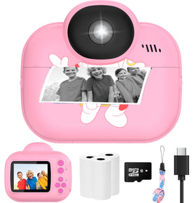 YINOCHE Kids Camera pink front view for easy grip and instant keepsakes