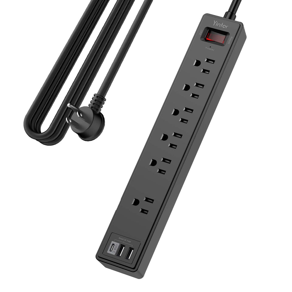 Yintar front view showing six outlets and 3 USB ports for versatile charging