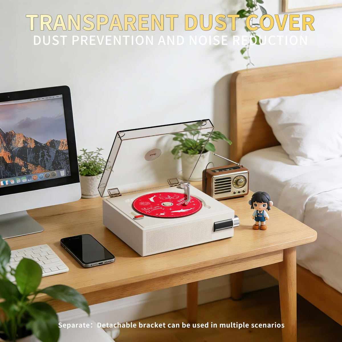 Yintiny cd on platter detail emphasizing vintage styling and safe playback