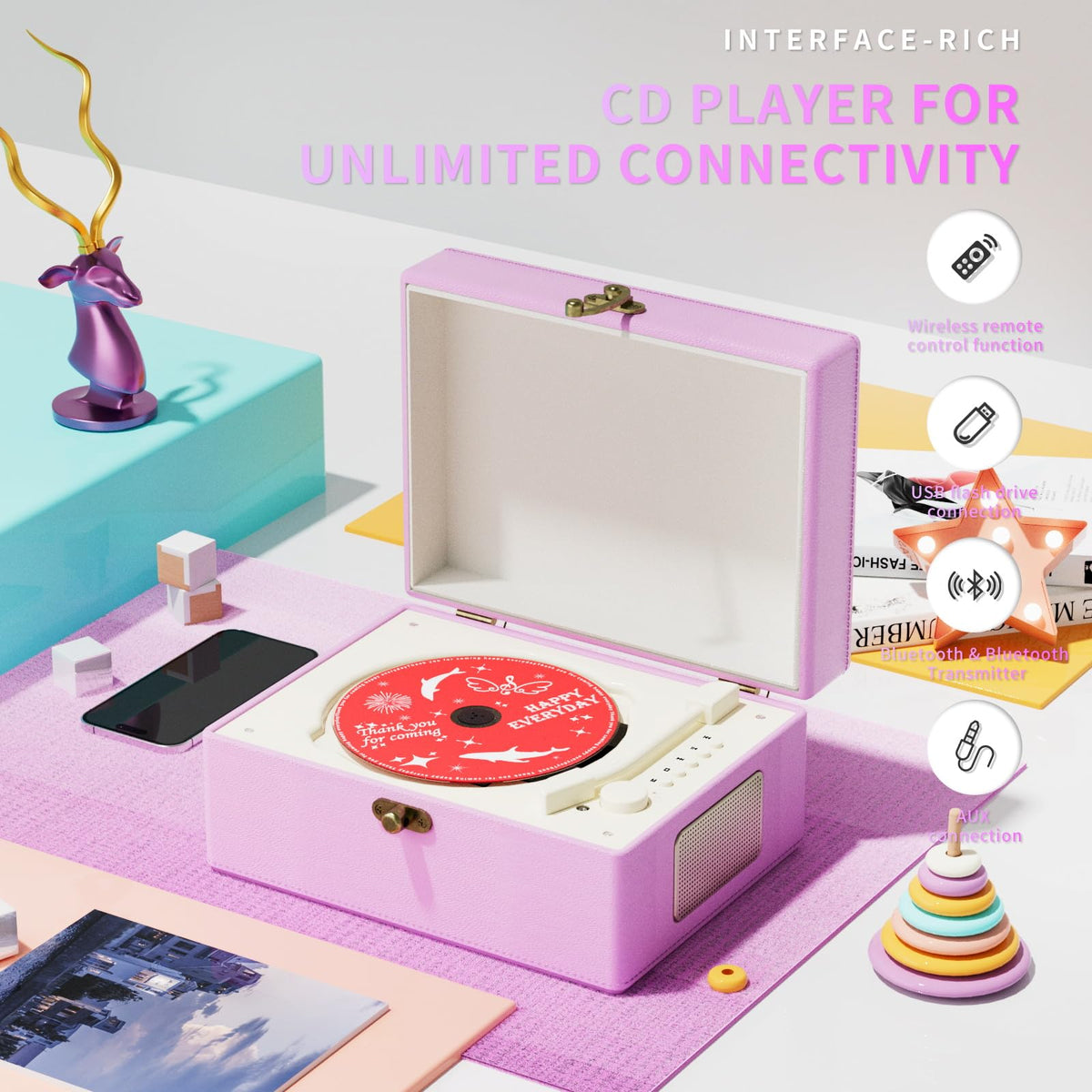 Yintiny open CD tray emphasizing disk playback convenience