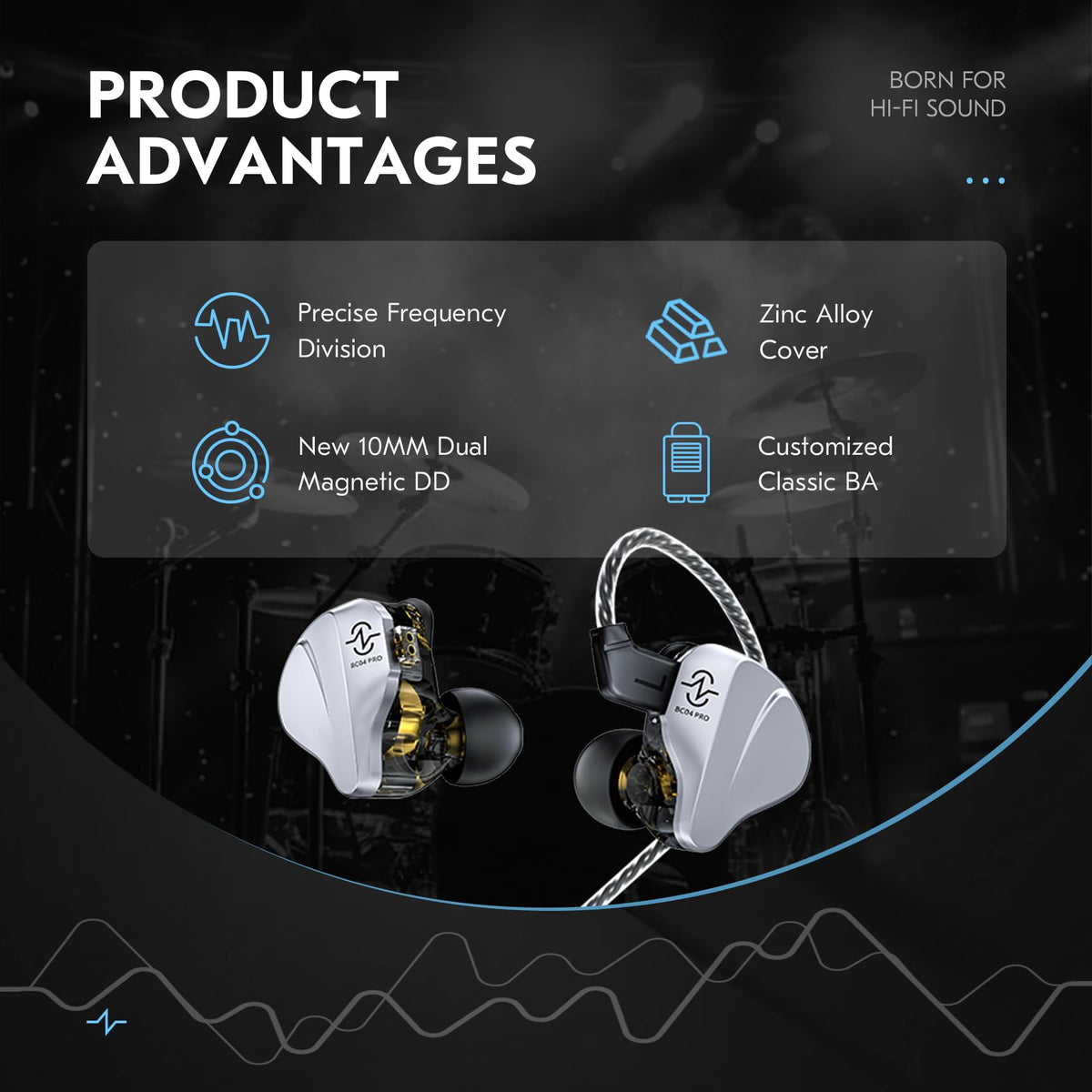 YINYOO CCZ BC04 PRO ear fin detail for secure wear during activity
