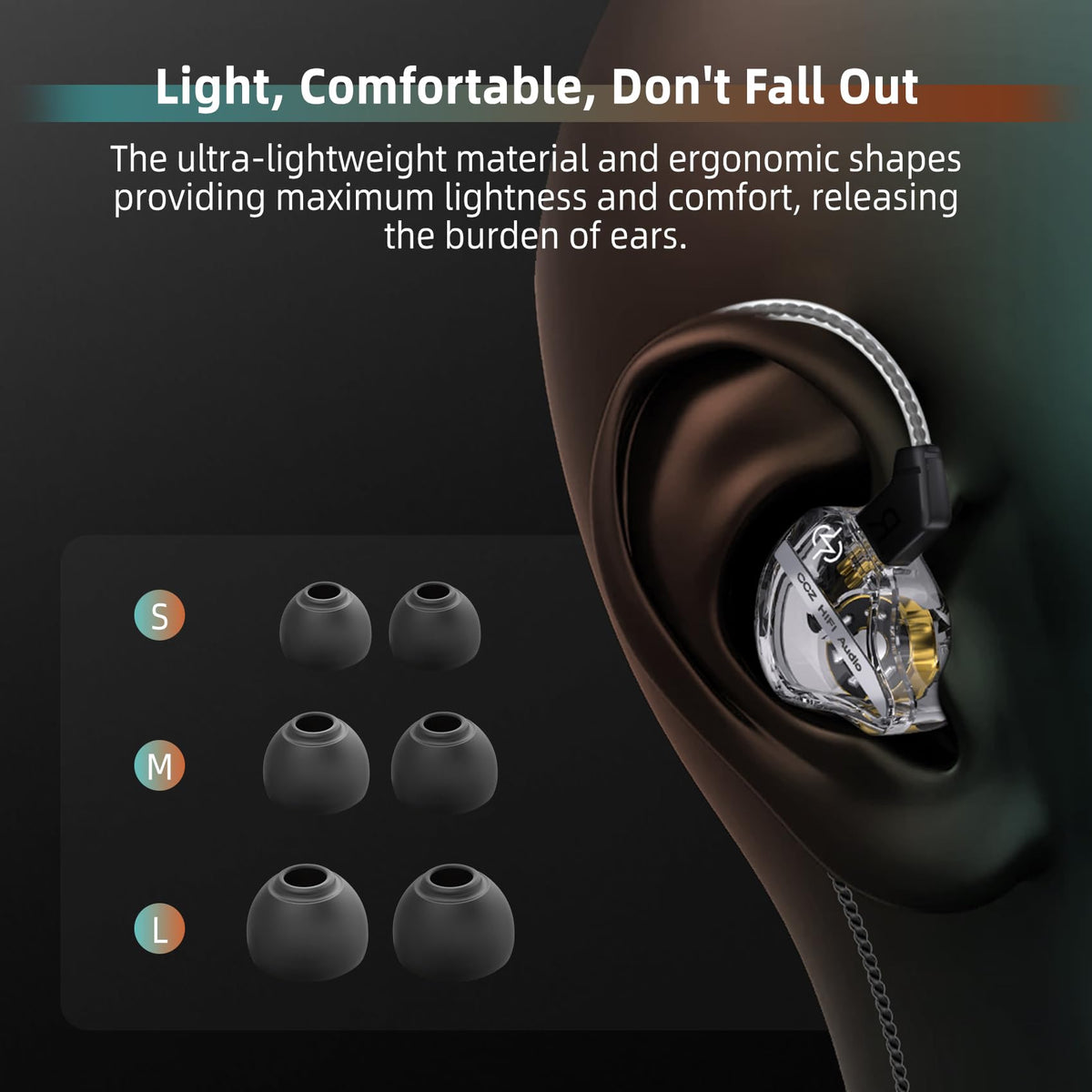 YINYOO CCZ DC01 Pro loop-over-ear design prevents slipping