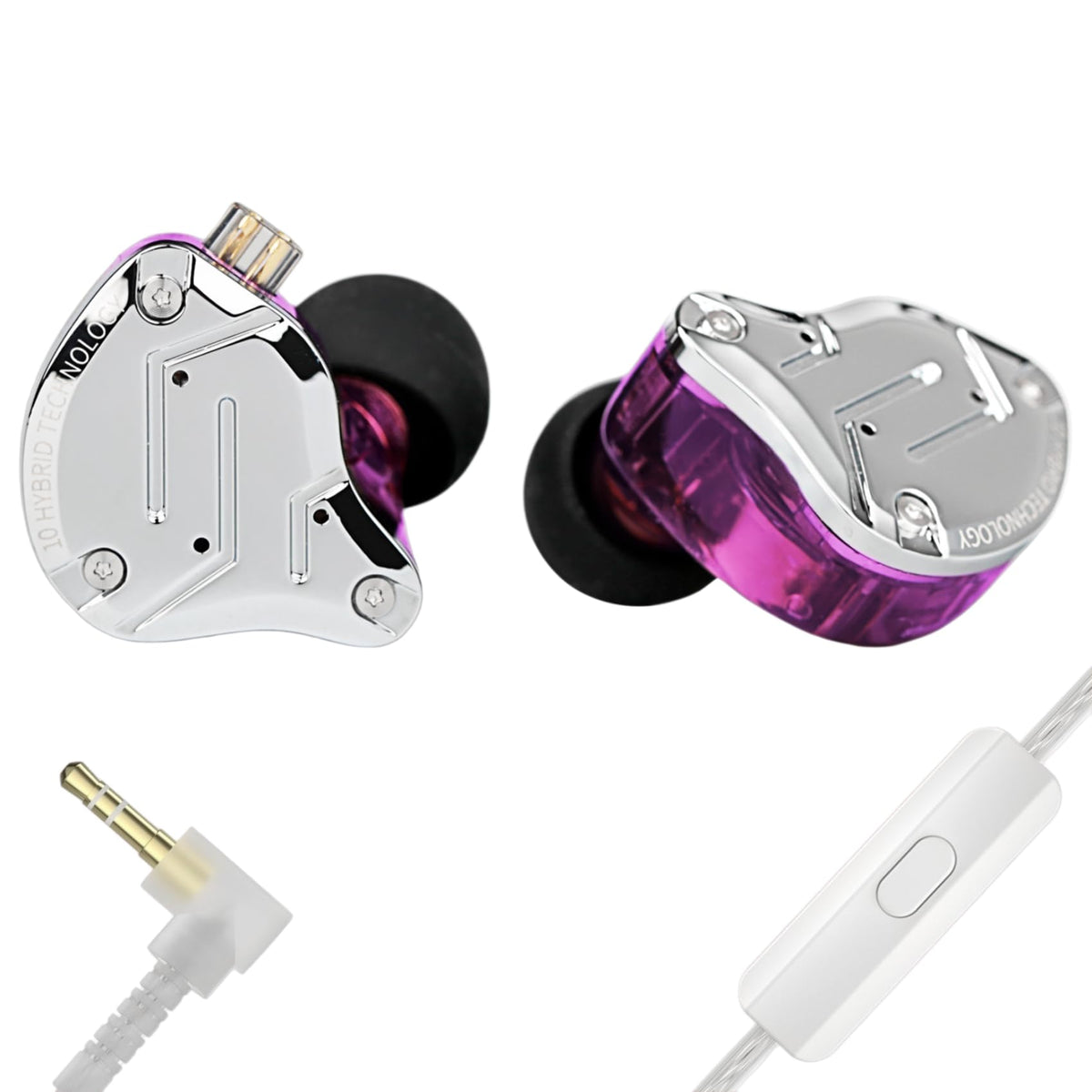 YINYOO KZ ZS10 PRO front profile showing purple shell and accurate staging