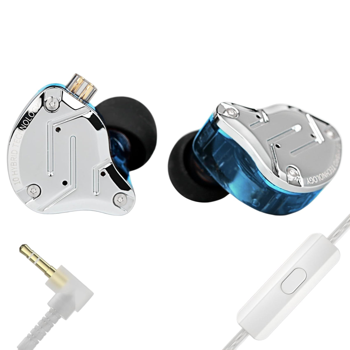 YINYOO KZ ZS10 PRO front view showing blue faceplate and sleek build benefit: premium look