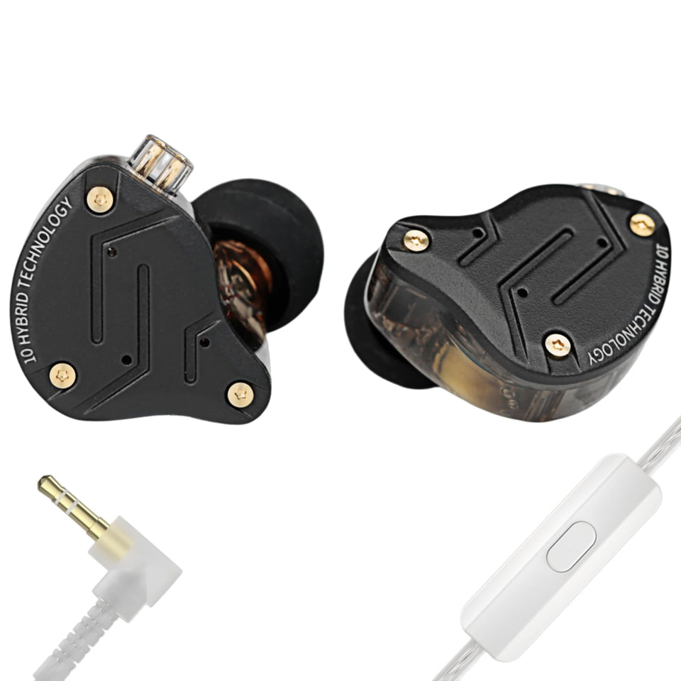 YINYOO KZ ZS10 PRO front view in matte black showing refined finish and clarity