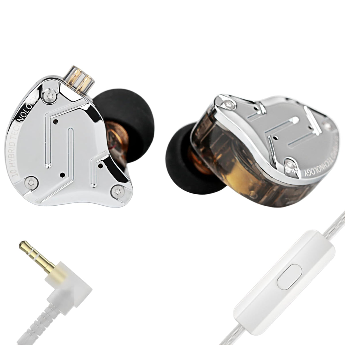 YINYOO KZ ZS10 PRO front view showing sleek metal faceplate and clear benefit