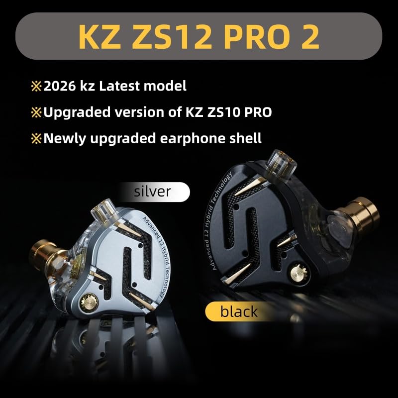 YINYOO KZ ZS12 Pro 2 USB-C silver side view highlighting ergonomic shape