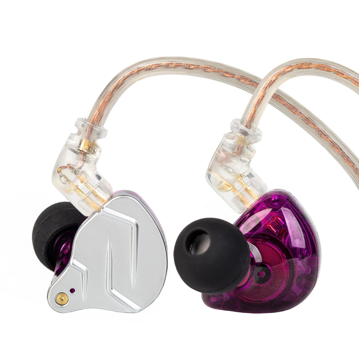 YINYOO KZ ZSN Pro front view showing purple alloy faceplate and stylish finish, durable design benefit
