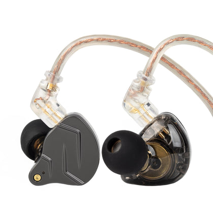 YINYOO KZ product front view showing earbuds and sleek gray faceplate, durable design benefit