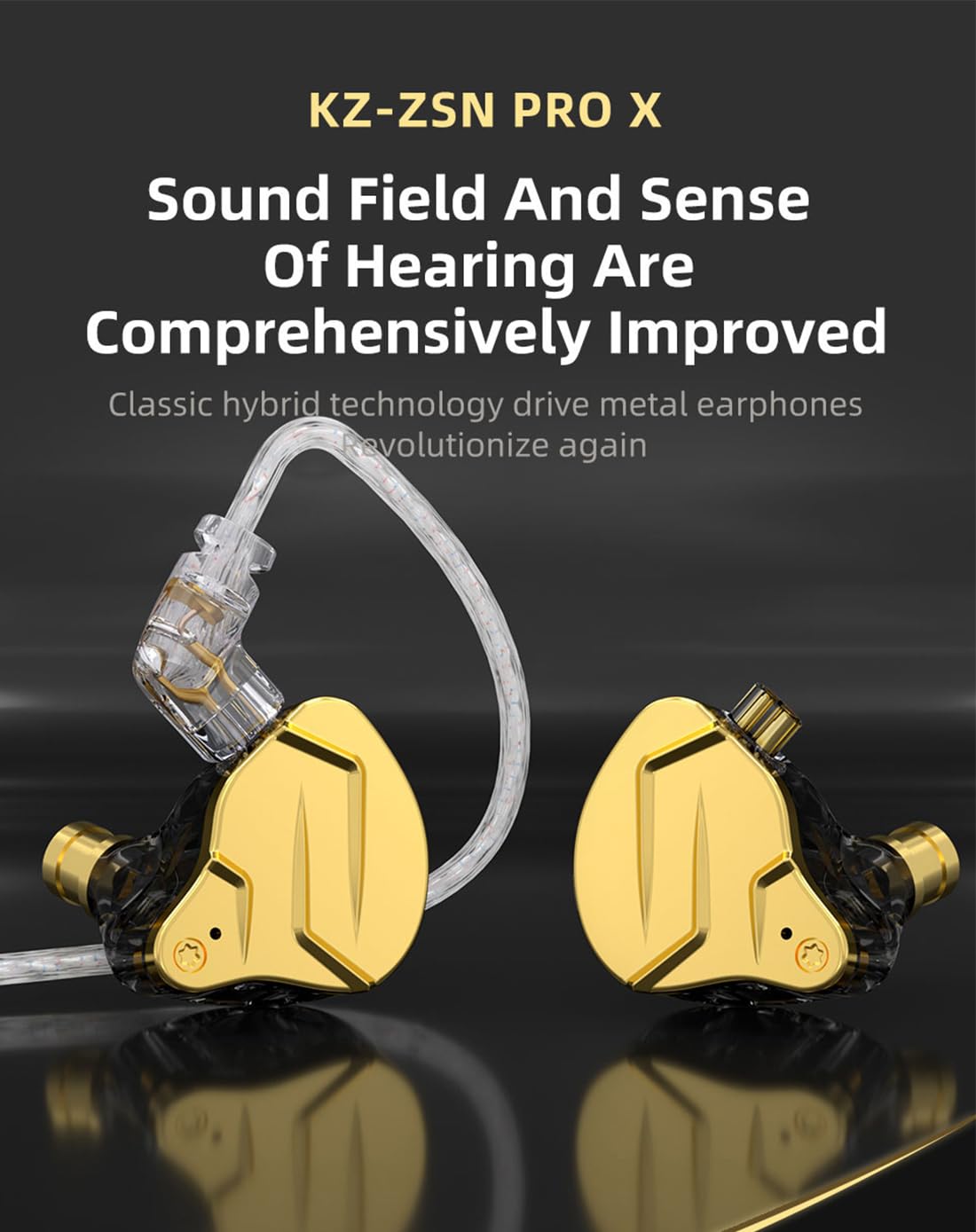 YINYOO KZ ZSN PRO X driver unit shows hybrid 1BA 1DD for balanced sound.