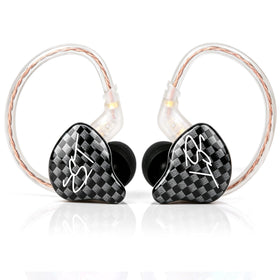 YINYOO KZ-ZST hybrid earphones front view in black, balanced sound in a compact shell.