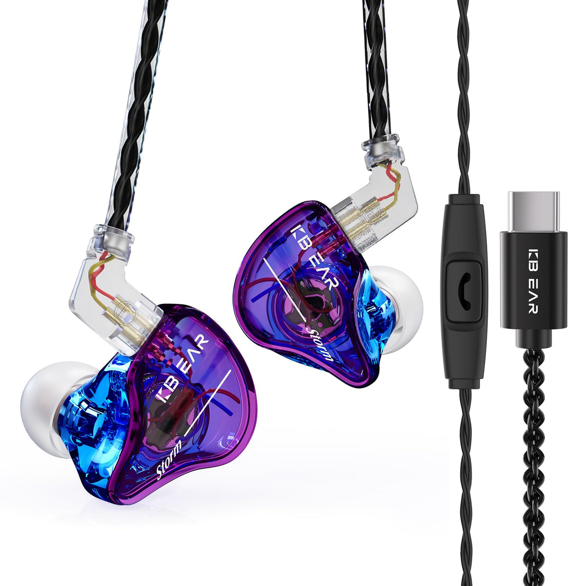 YINYOO KBEAR Storm USB-C headphones front view, crisp sound on the go