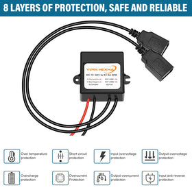 YIPIN HEXHA DC converter supports 12-32V input for flexible setups.