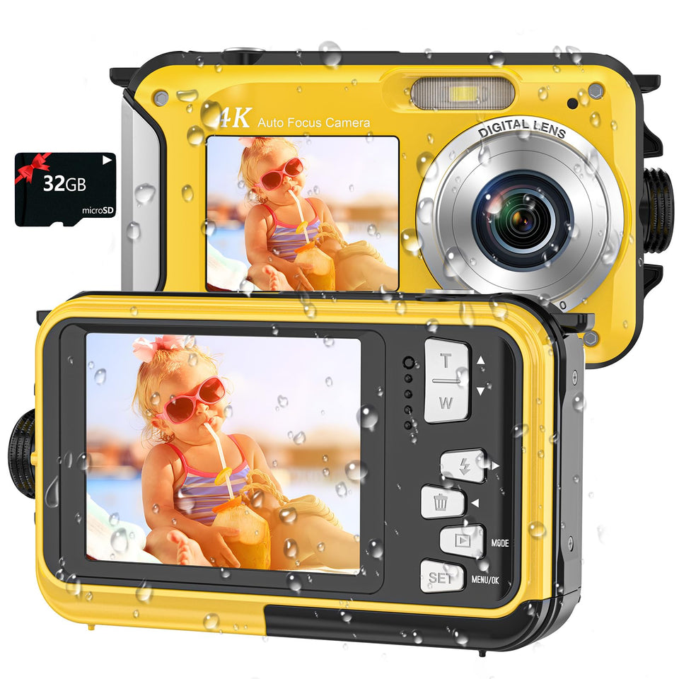 YISENCE 4K underwater camera front view for crisp underwater shots.