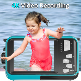 YISENCE autofocus underwater camera shows a green focus frame for easy capture
