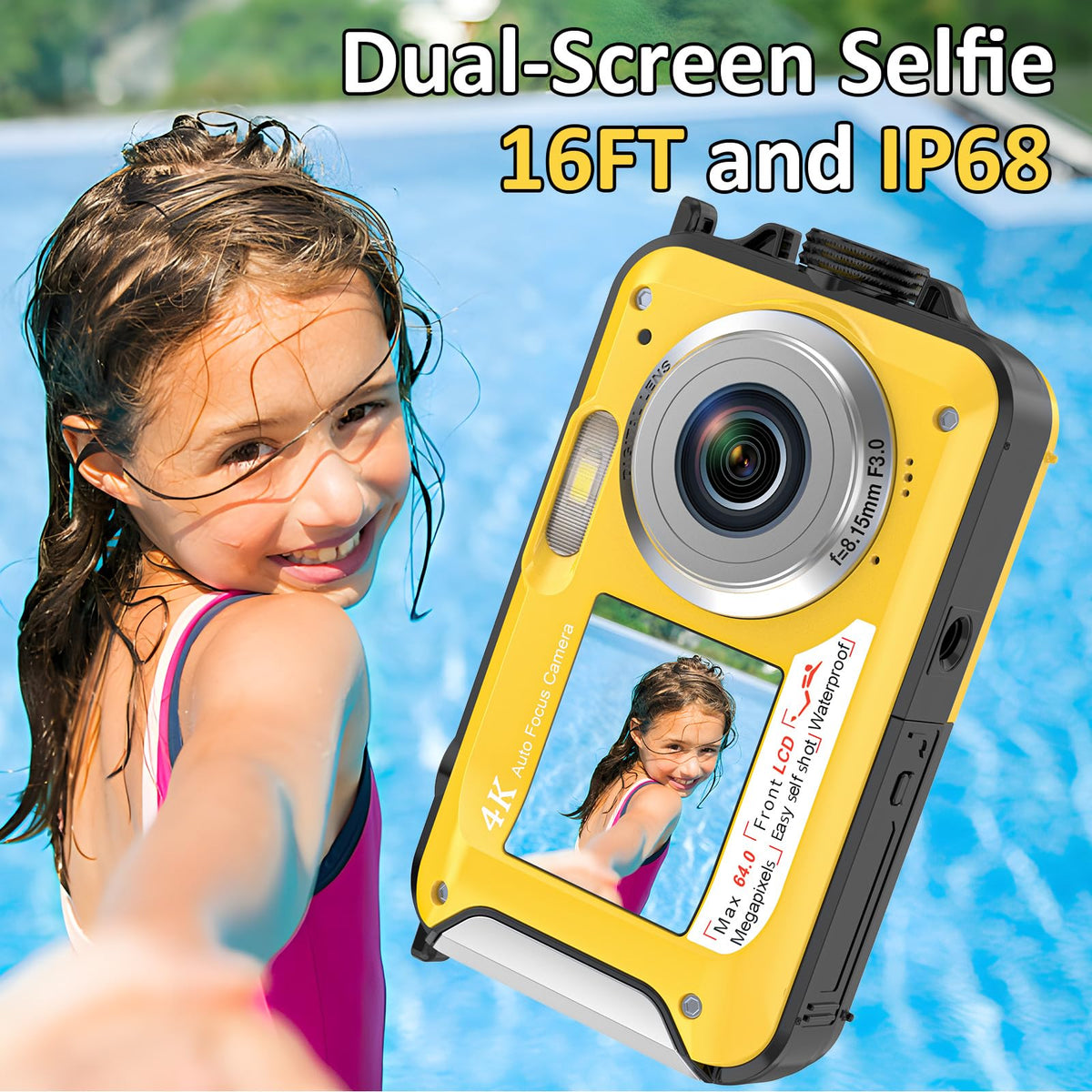 YISENCE dual-screen selfie camera in action for group photos.