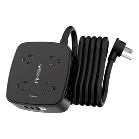 YISHU 10ft surge protector power strip with eight outlets for versatile charging.