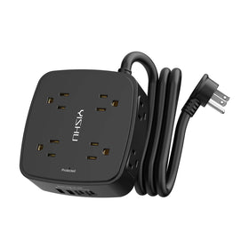 YISHU 5ft surge protector showing eight outlets for multi-device charging
