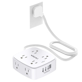 YISHU 6ft surge protector front view with eight outlets for organized power