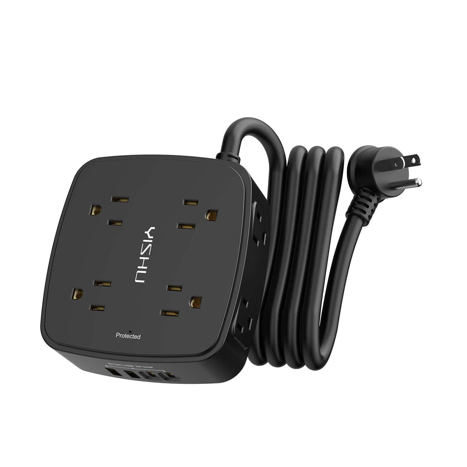 YISHU 6Ft surge protector outlet array powers many devices at once.