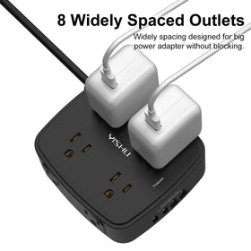 YISHU surge protection rated at 900 Joules guards connected devices