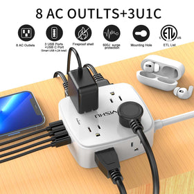 YISHU close-up of widely spaced outlets preventing blocked plugs