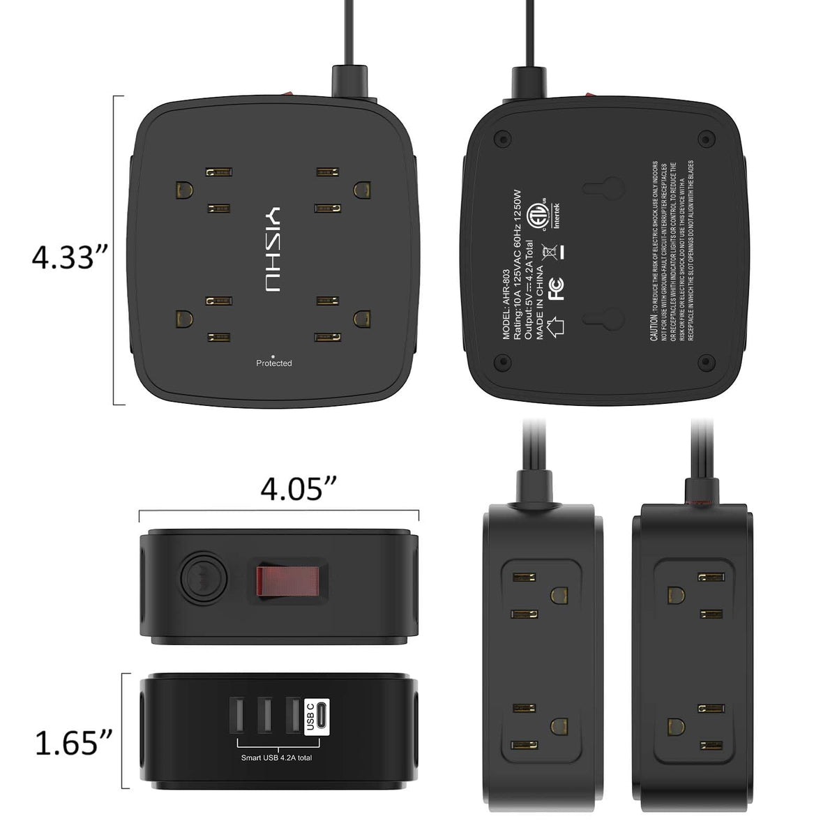 YISHU dorm or office desk setup with organized power and charging