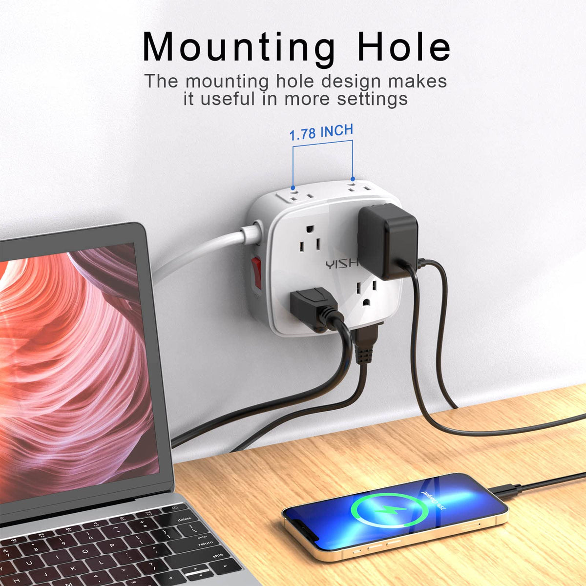 YISHU eight AC outlets provide versatile power access for desks