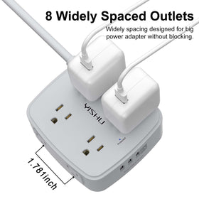 YISHU 10ft flat plug cord keeps cords neat and discreet under desks.