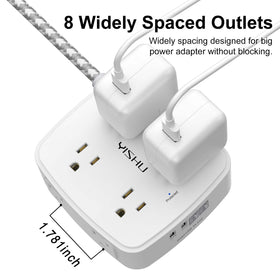 YISHU flat plug design for space-saving installation.