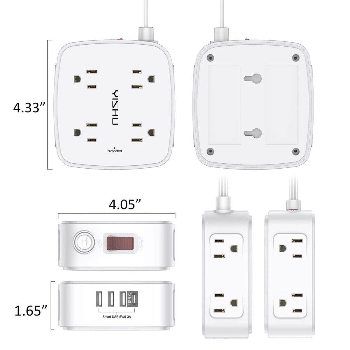 YISHU packaging box photo shows the complete power strip kit