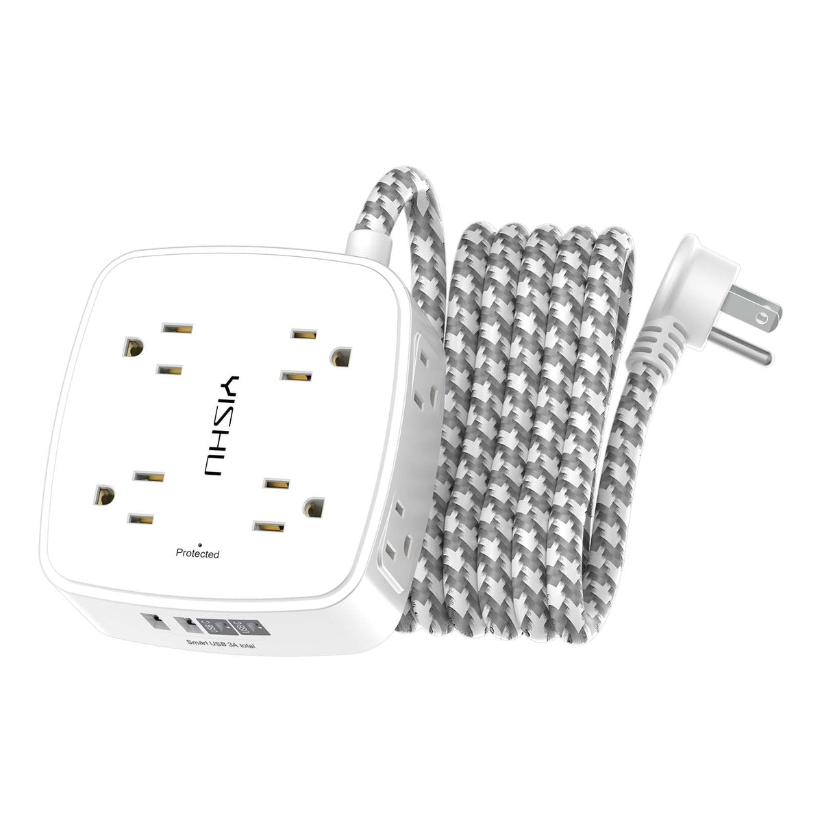 YISHU surge protector with 8 outlets and 4 USB ports for busy desks.