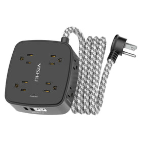 YISHU surge protector with eight outlets and USB ports for organized home office charging