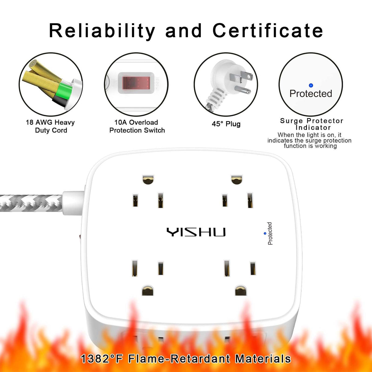 ETL-certified YISHU surge protector packaging reinforces safety