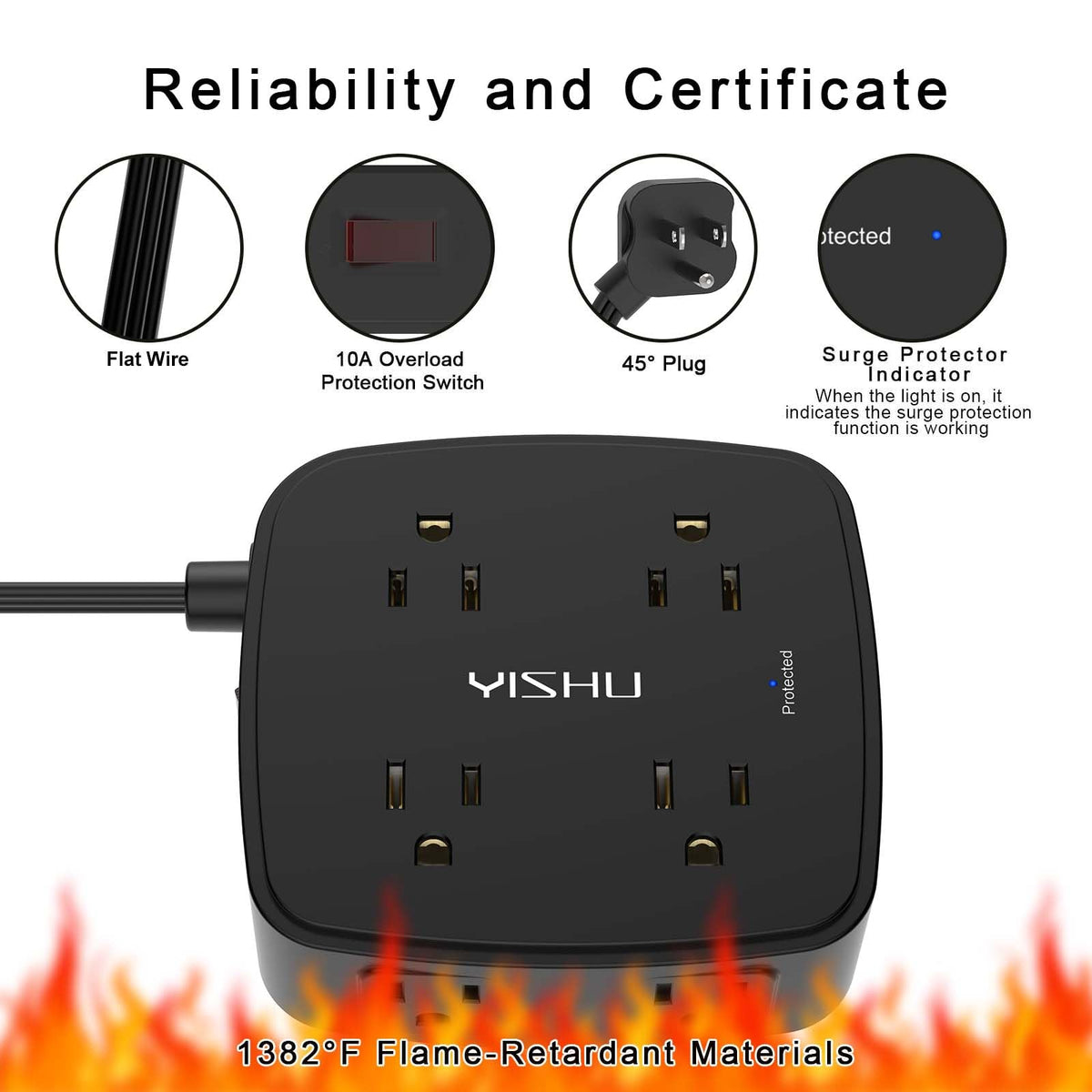 YISHU back mounting holes for secure wall or under-desk installation