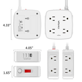 YISHU power strip designed for wall mounting and desk use