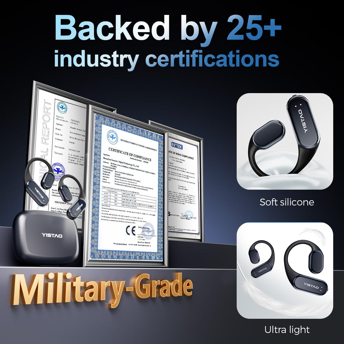 Yistao headphones with Bluetooth 5.3 enable seamless wireless connections.