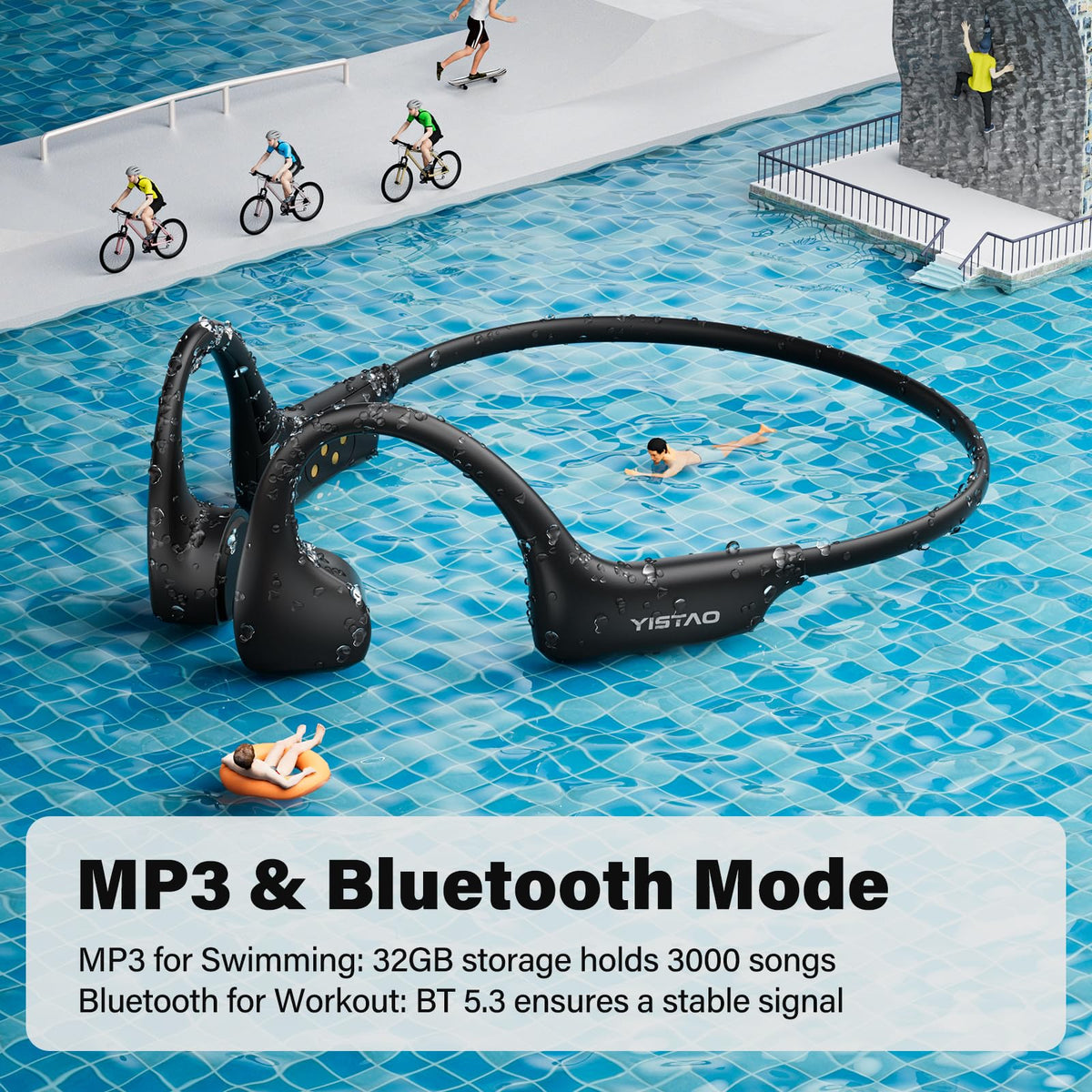 Yistao splashes of water on headphones, IP68 protection for workouts