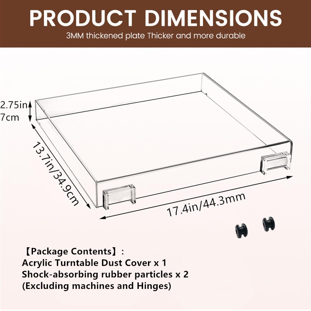 YJNBEST dust cover side view on turntable demonstrates slim space-saving design
