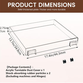 YJNBEST dust cover side view on turntable demonstrates slim space-saving design