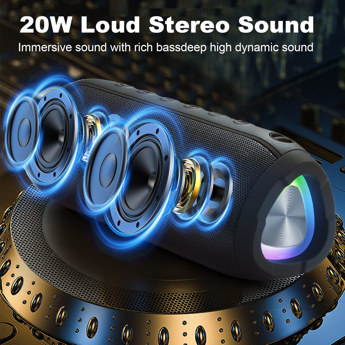 Ykall Bluetooth speaker with RGB lights enhancing mood during outdoor gatherings
