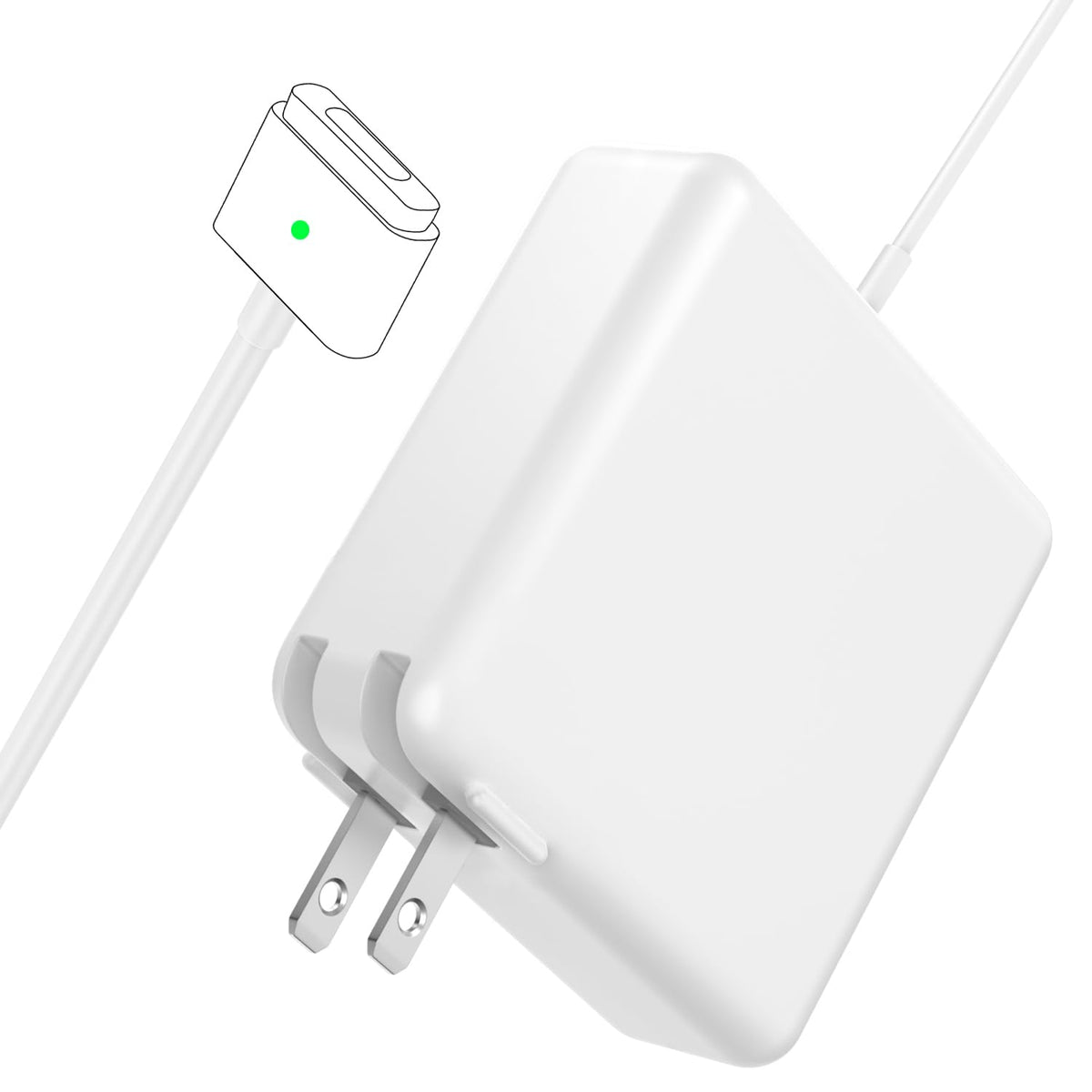 YKEJCLD 60W magnetic T-Tip charger attaching smoothly to MacBook Pro for quick, secure charging.